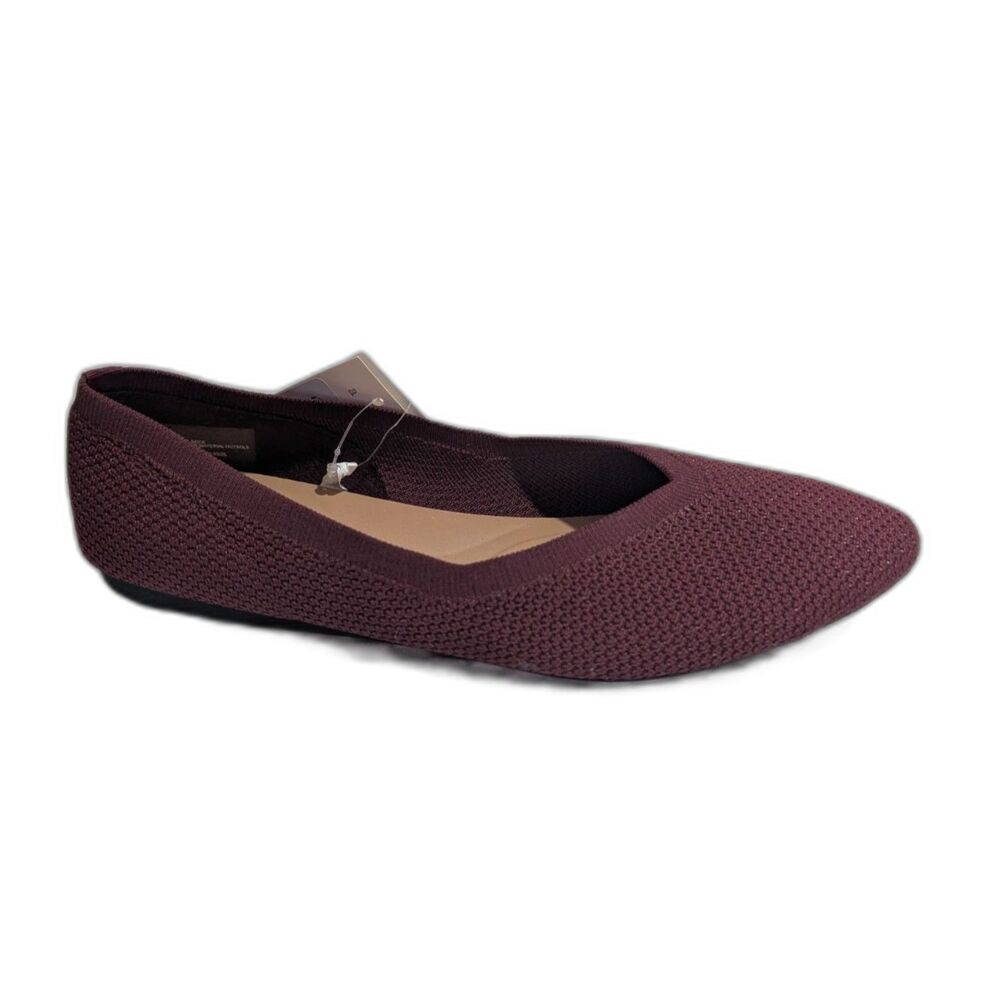 A New Day Women's Claire Knit Washable Ballet Flats Burgundy 11